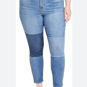 J. Crew Two-Tone Patchwork Skinny Jeggings in Light & Dark Blue